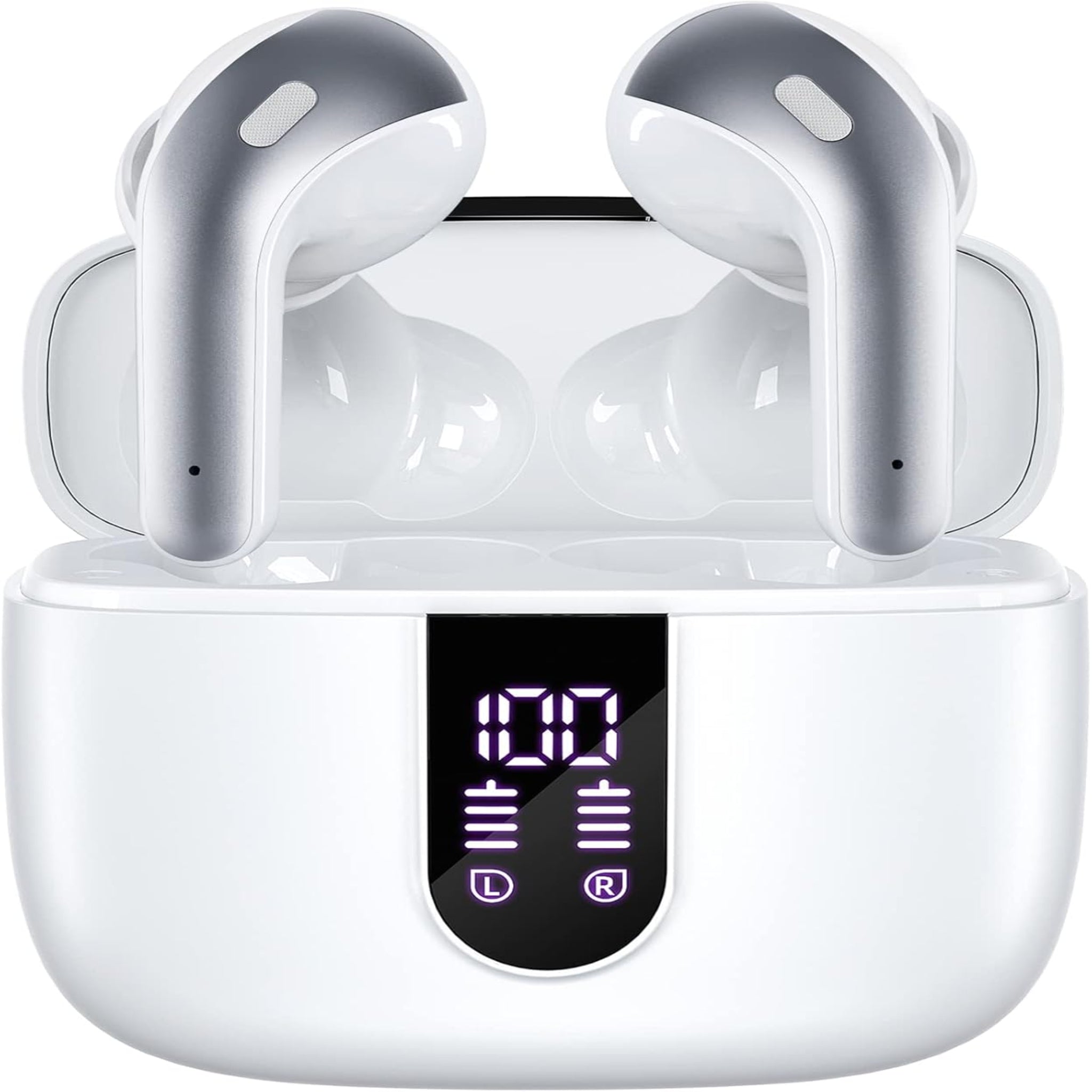 TAGRY Auriculares Bluetooth Auriculares Inalámbricos 60H Reproducción Pantalla LED de Energía Audífonos con Estuche de Carga Inalámbrica IPX5 Auriculares Resistente al Agua