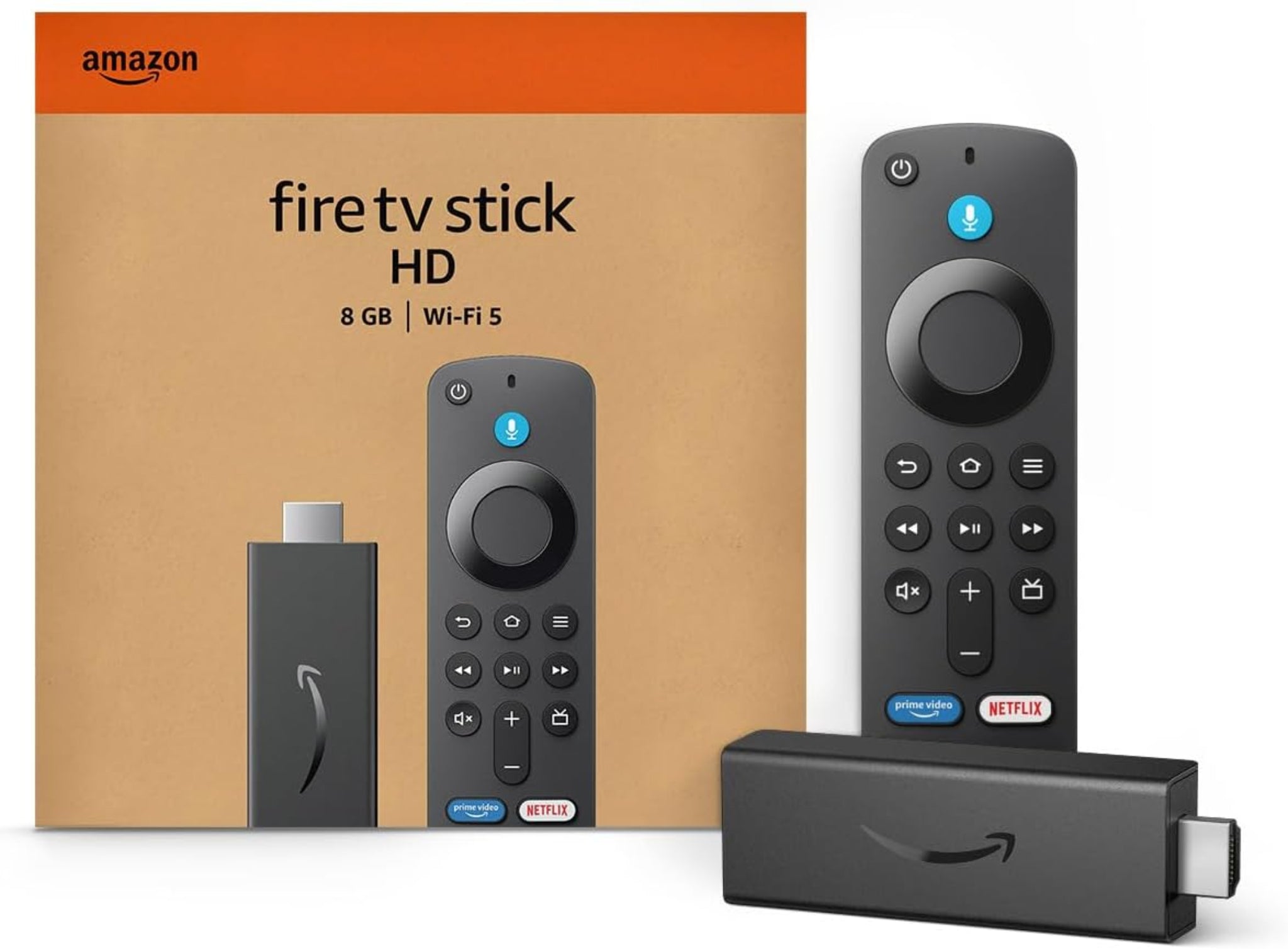 Amazon Fire TV Stick HD (modelo más reciente), TV en vivo gratuita, Control remoto por voz Alexa, controles de Smart Home, streaming en HD