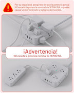 Regleta protectora de sobretensiones HANYCONY de 10 pies - Blanco, cable de extensión con 8 salidas de CA, 4 puertos USB (2 USB C), enchufe plano, estación de carga USB para escritorio de montaje en pared