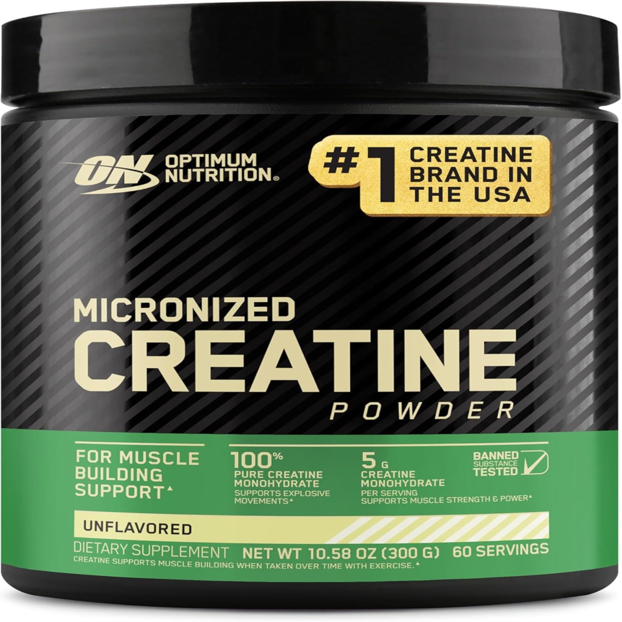 Optimum Nutrition Creatina Micronizada Monohidrato en Polvo, Sin Sabor, 60 Porciones