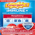 Emergen-C Immune+ | Polvo de Apoyo Inmunológico de Triple Acción sabor Frambuesa, BetaVia (R), 1000 mg de Vitamina C, Vitaminas B, Vitamina D y Antioxidantes, 30 Unidades
