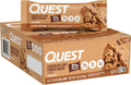 Quest Nutrition Barras de proteína de masa de galletas con chispas de chocolate, 21g de proteína, 1g de azúcar, 4g de carbohidratos netos, alto en fibra, sin gluten, apto para dieta keto, 12 unidades