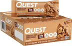 Quest Nutrition Barras de proteína de masa de galletas con chispas de chocolate, 21g de proteína, 1g de azúcar, 4g de carbohidratos netos, alto en fibra, sin gluten, apto para dieta keto, 12 unidades