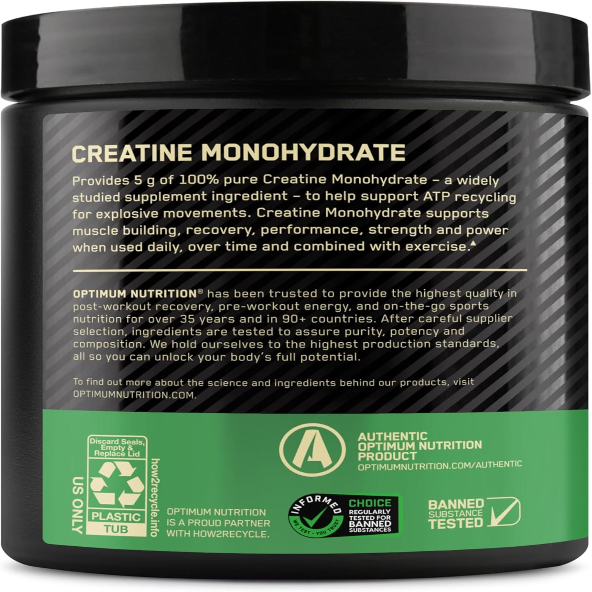 Optimum Nutrition Creatina Micronizada Monohidrato en Polvo, Limonada de Arándanos, 60 Porciones
