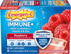 Emergen-C Immune+ | Polvo de Apoyo Inmunológico de Triple Acción sabor Frambuesa, BetaVia (R), 1000 mg de Vitamina C, Vitaminas B, Vitamina D y Antioxidantes, 30 Unidades