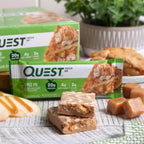Quest Nutrition Barras de proteína de Pastel de Manzana, 20g de proteína, 2g de azúcar, 4g de carbohidratos netos, alto en fibra, sin gluten, apto para dieta keto, 12 unidades