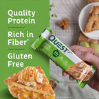 Quest Nutrition Barras de proteína de Pastel de Manzana, 20g de proteína, 2g de azúcar, 4g de carbohidratos netos, alto en fibra, sin gluten, apto para dieta keto, 12 unidades