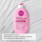 eos Shea Better Loción corporal Granada Frambuesa, cuidado de la piel con humedad las 24 horas, ligera y no grasosa, karité natural, vegano, 16 onzas líquidas