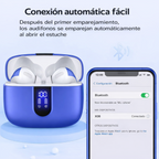 TAGRY Auriculares Bluetooth Auriculares Inalámbricos 60H Reproducción Pantalla LED de Energía Audífonos con Estuche de Carga Inalámbrica IPX5 Auriculares Resistente al Agua