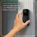 Blink Video Doorbell (modelo más reciente) – Visión HD de la cabeza a los pies, dos años de duración de la batería y configuración sencilla. Sync Module Core incluido – Sistema (negro)