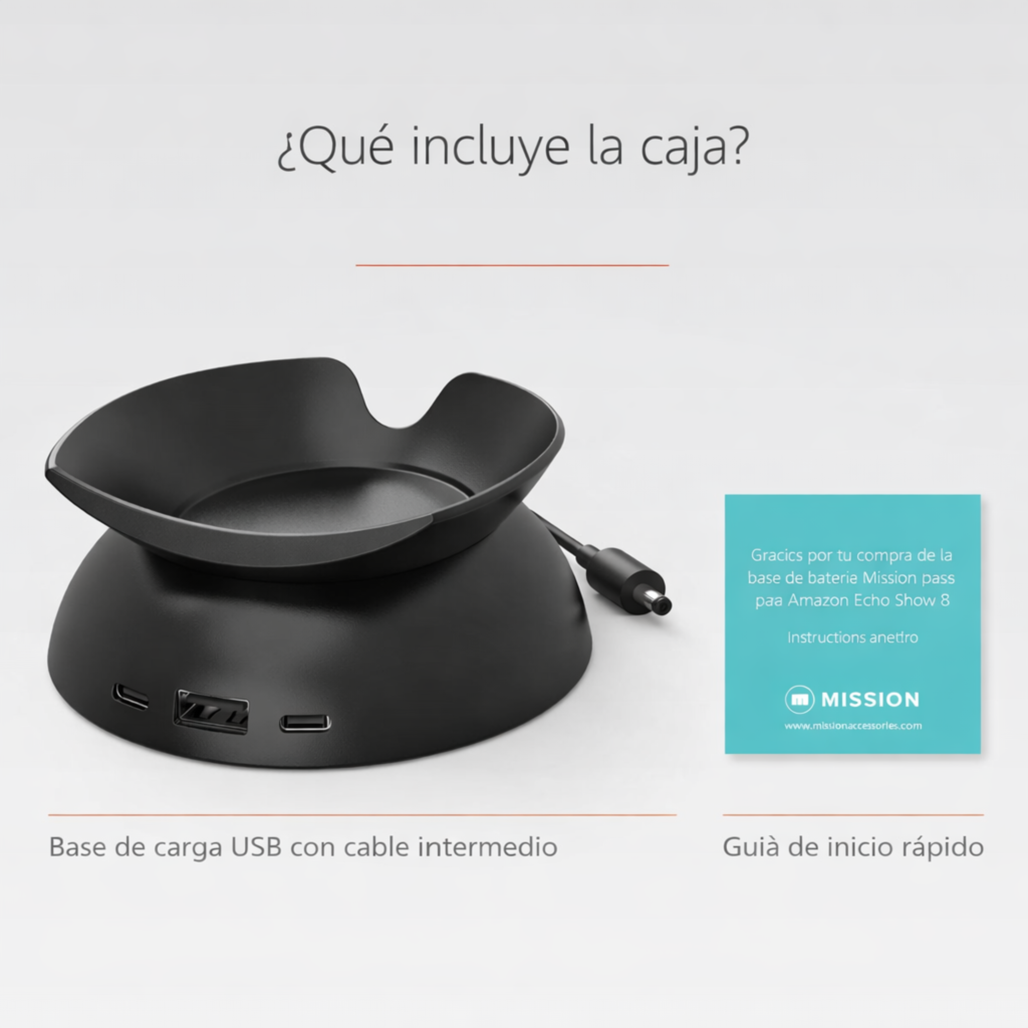 Base para Amazon Echo Spot con puertos de carga USB-C y USB-A