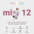Fujifilm Cámara instantánea Instax Mini 12 + paquete de accesorios MiniMate y funda personalizada compatible + paquete económico de película Fuji Instax (50 hojas), álbum de fotos de diseño Flamingo