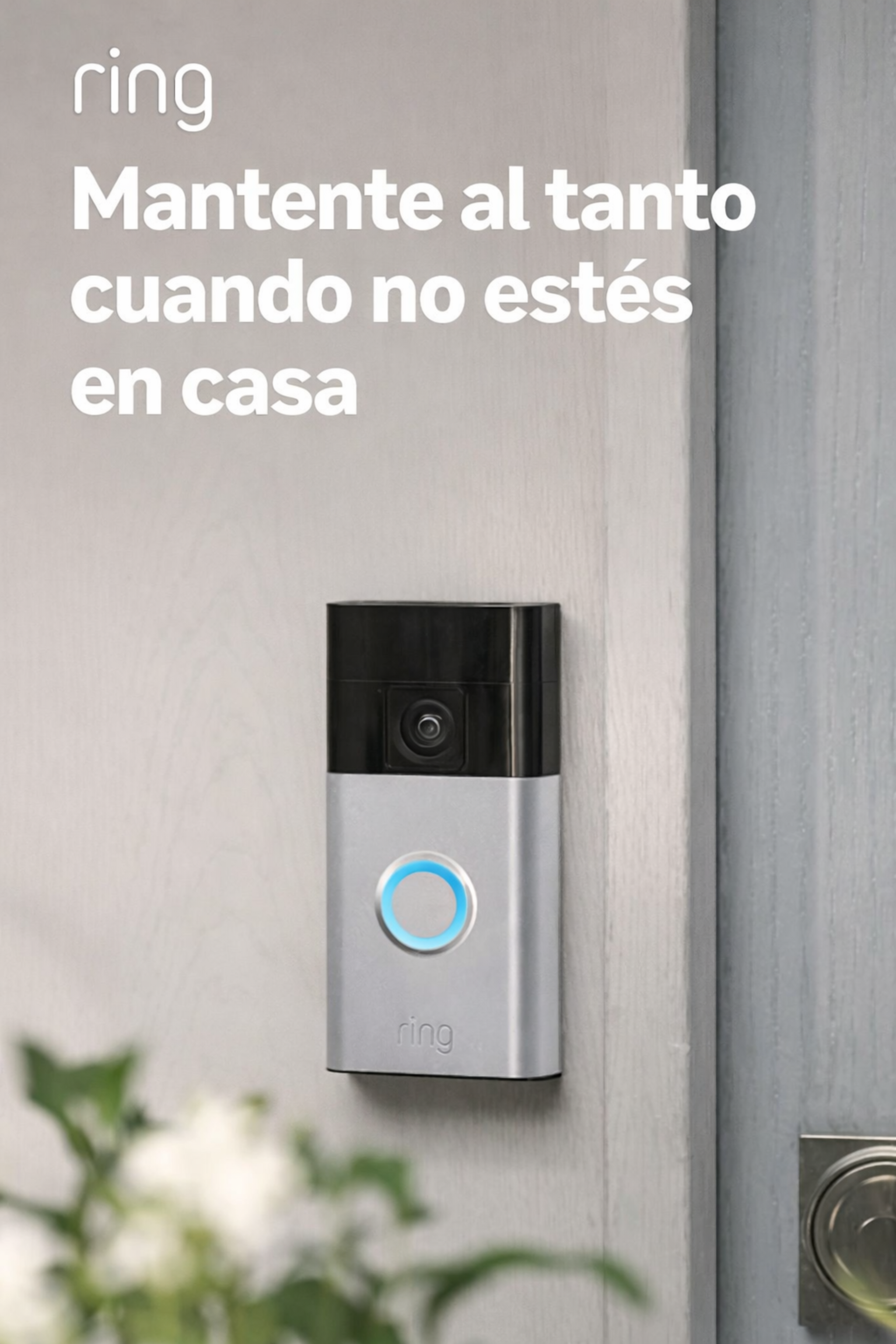 Timbre con cámara inalámbrico Ring - Video de cuerpo completo, video en vivo con audio bidireccional, alertas y detección de movimiento (modelo de 2024), Níquel satinado