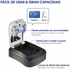 Caja de Seguridad para Llaves, Caja de Seguridad con Combinación Impermeable de 4 Dígitos para Montaje en Pared