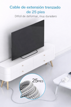 Regleta protectora de sobretensiones HANYCONY de 25 pies - Blanco, cable de extensión con 8 salidas de CA, 4 puertos USB (2 USB C), enchufe plano, estación de carga USB para escritorio de montaje en pared