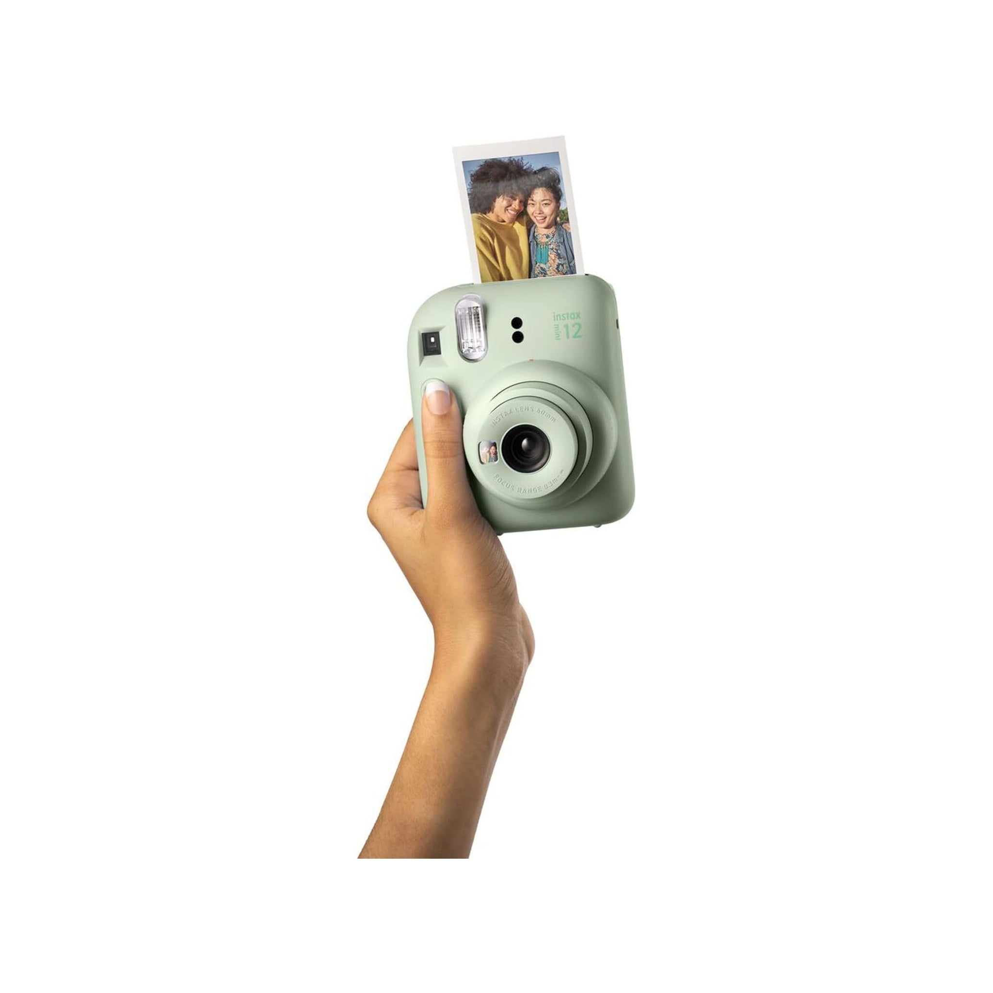 Fujifilm Cámara instantánea Instax Mini 12 + paquete de accesorios MiniMate y funda personalizada compatible + paquete económico de película Fuji Instax (50 hojas), álbum de fotos de diseño Flamingo