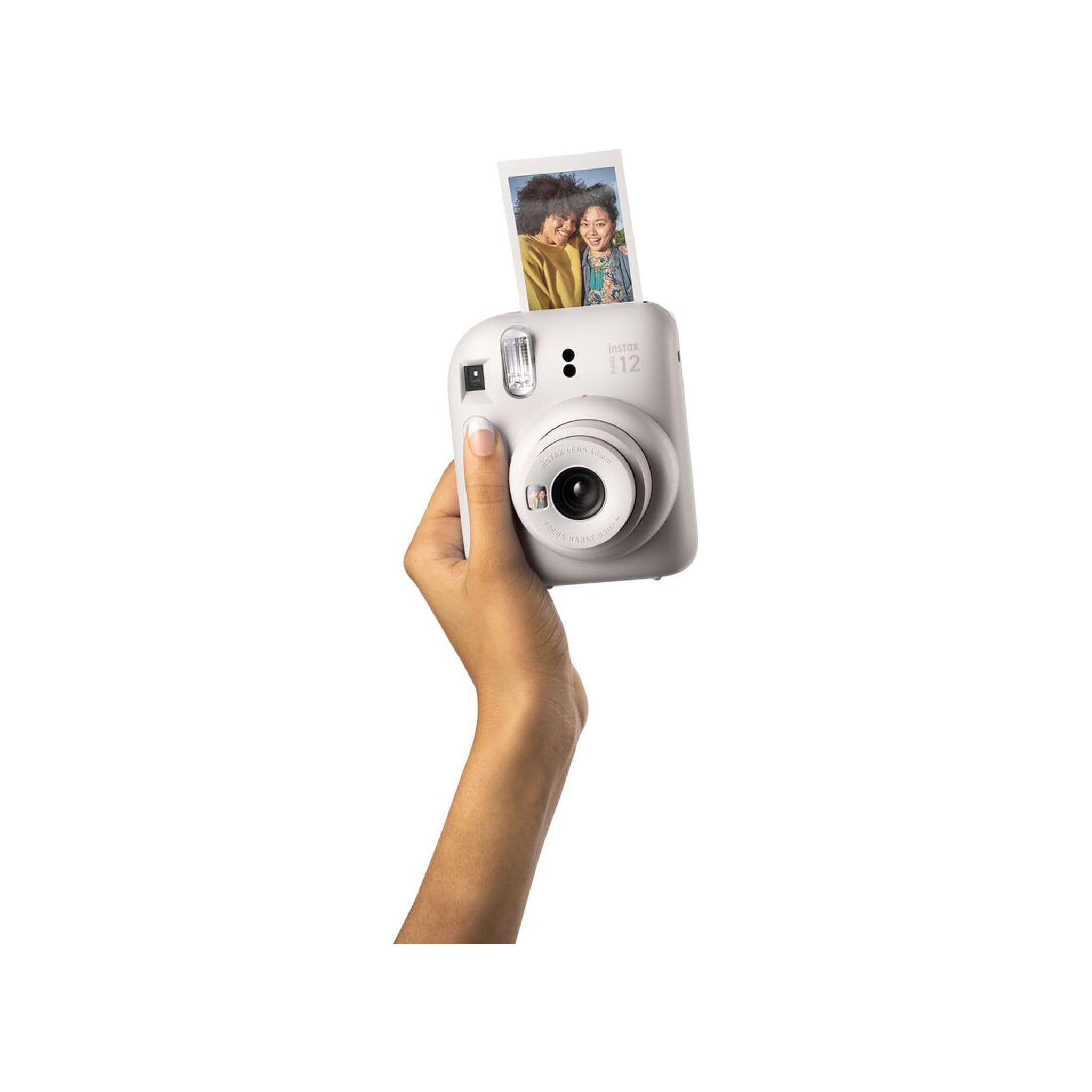 Fujifilm Cámara instantánea Instax Mini 12 + paquete de accesorios MiniMate y funda personalizada compatible + paquete económico de película Fuji Instax (50 hojas), álbum de fotos de diseño Flamingo